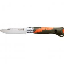 Нож Opinel серии Specialists Outdoor Junior №07, клинок 7см., нерж.сталь, рукоять пластик/резина, свисток, хакки/оранж